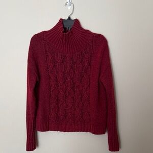 White House Black Market Wine Cable Turtleneck Sweater